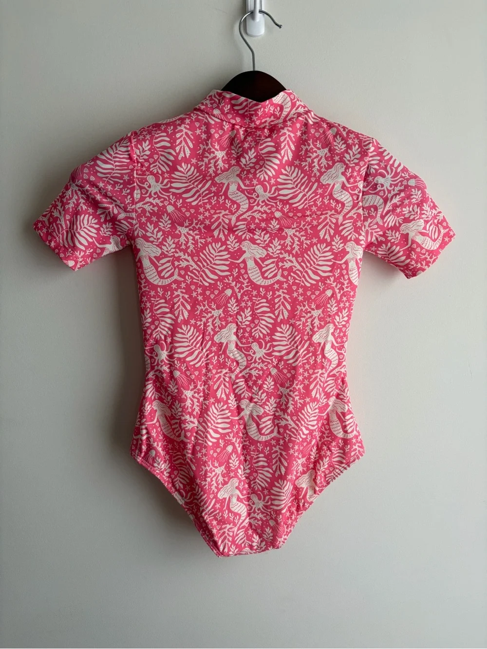 Mini Boden Pink Short-Sleeve Zip Front One-Piece Swimsuitsize 11-12 Years/ 152cm